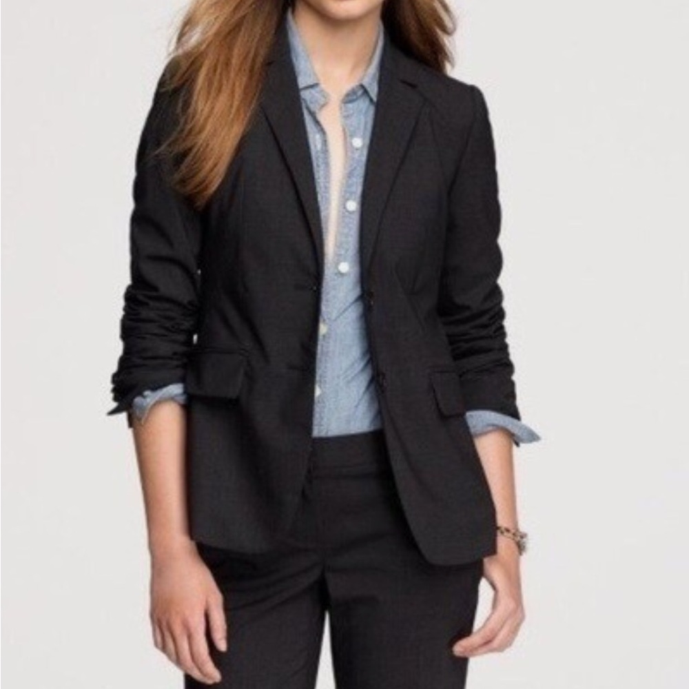 J Crew 1035 Super 120’s Wool Black Blazer